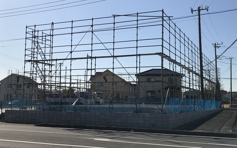 「介護の王国」グレイト茂原工事進捗レポート（３）足場掛けが完了しました。